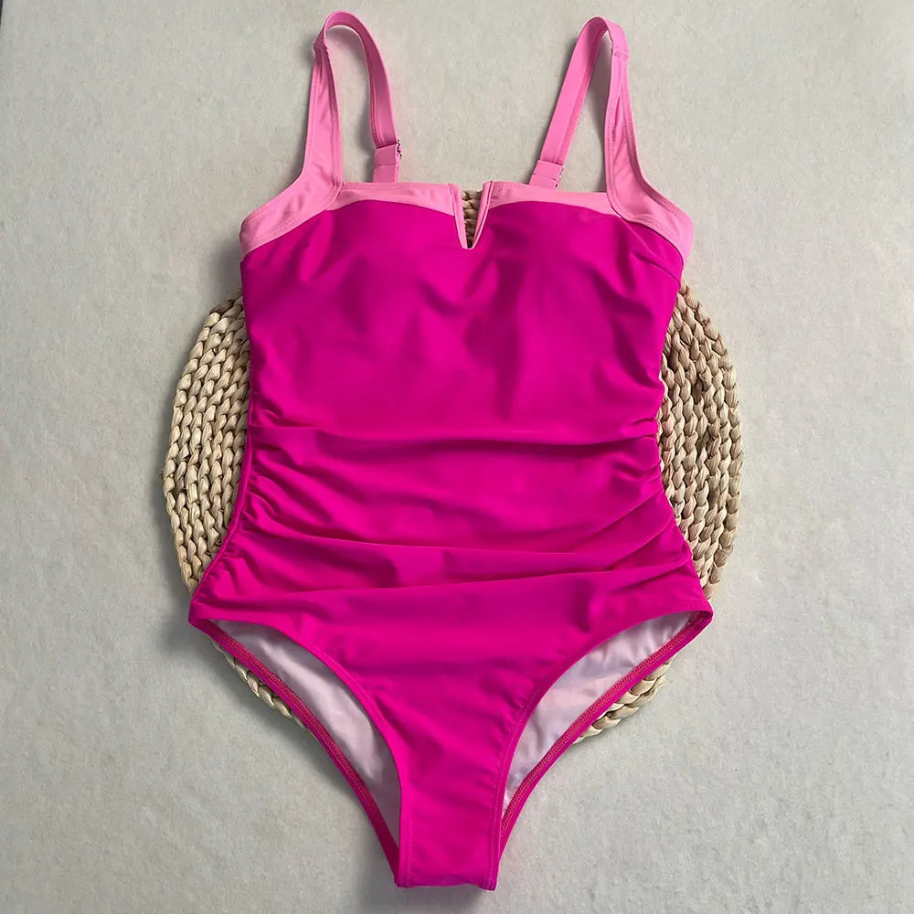 Sexy One-piece Swimsuit Female Patchwork Backless Bikini Set