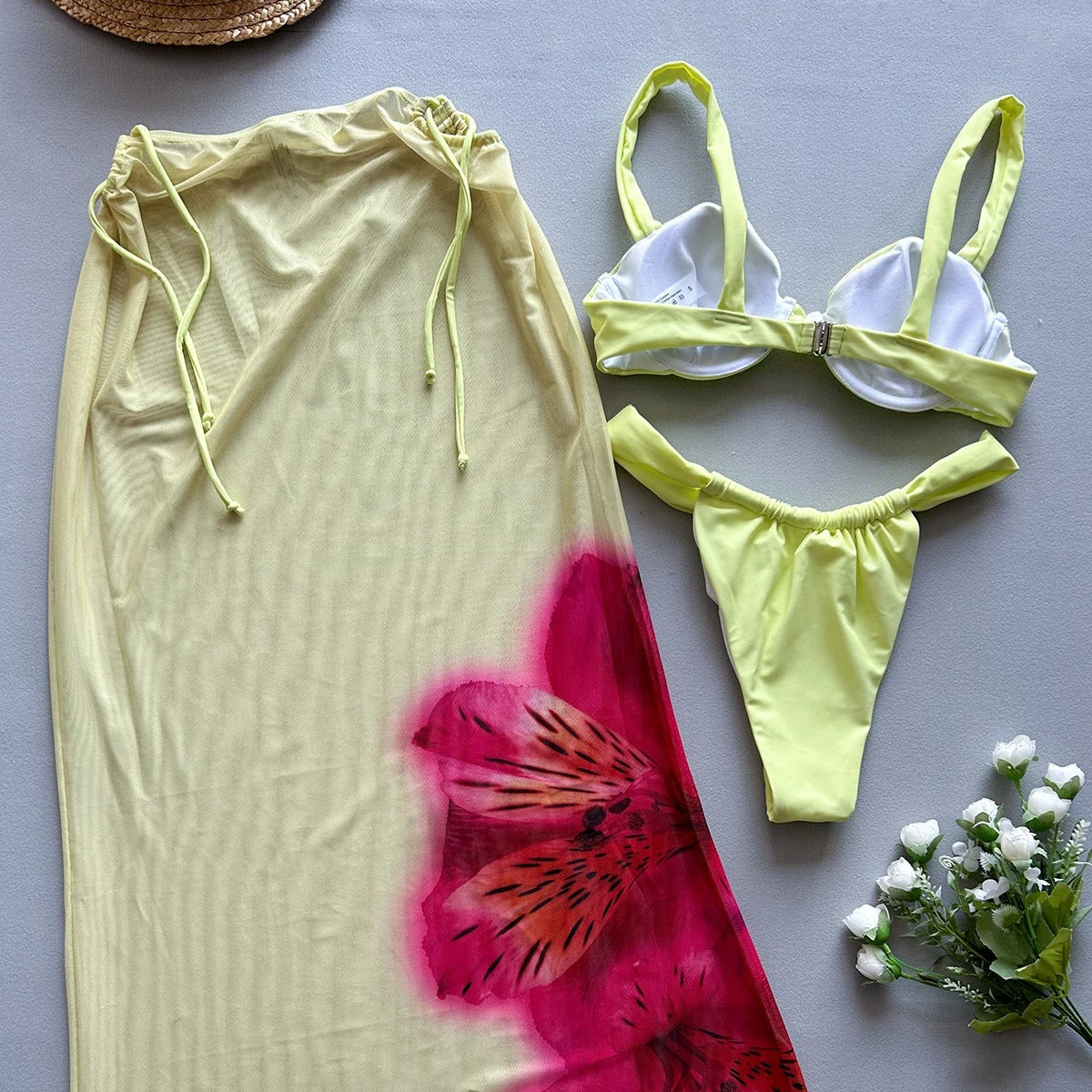 New Sexy Thong Bikini Set Solid Swimsuit