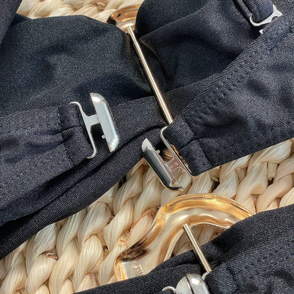 One Piece Swimsuit Hollow Metal Buckle