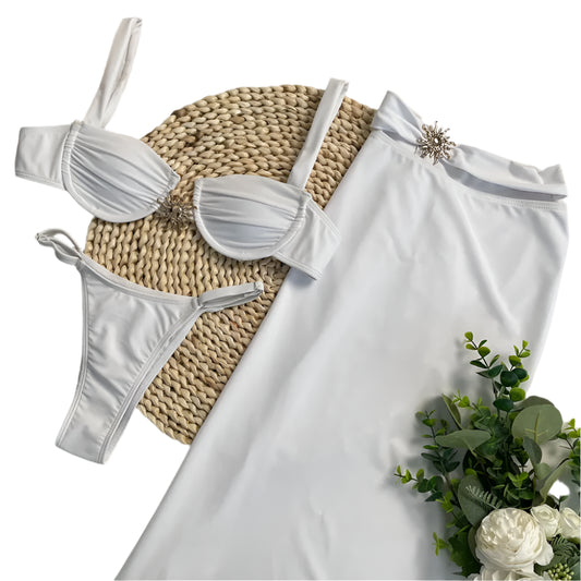 Women's 3-Piece Bikini Set Split Thong Swimsuit