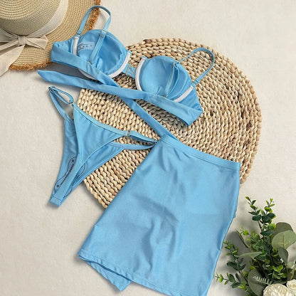 3 Pieces Swimsuit Push Up Sexy Bikini