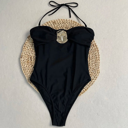New Sexy One Piece Swimsuit Solid Tight High Waist
