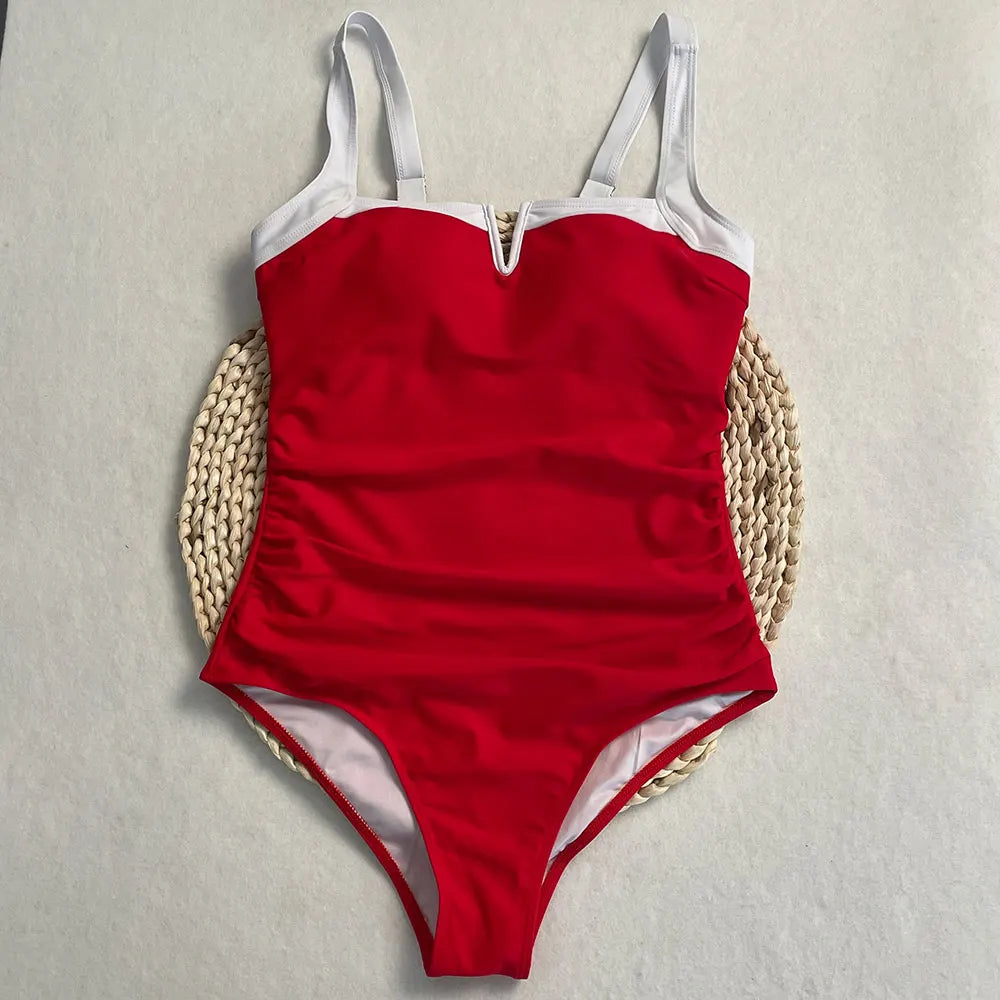 Sexy One-piece Swimsuit Female Patchwork Backless Bikini Set