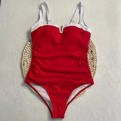 Sexy One-piece Swimsuit Female Patchwork Backless Bikini Set