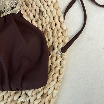 New Sexy One Piece Swimsuit Solid Tight High Waist