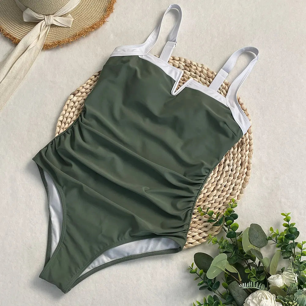 Sexy One-piece Swimsuit Female Patchwork Backless Bikini Set