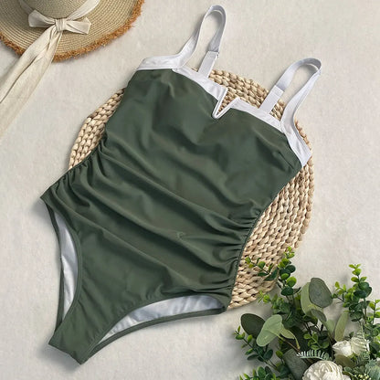Sexy One-piece Swimsuit Female Patchwork Backless Bikini Set