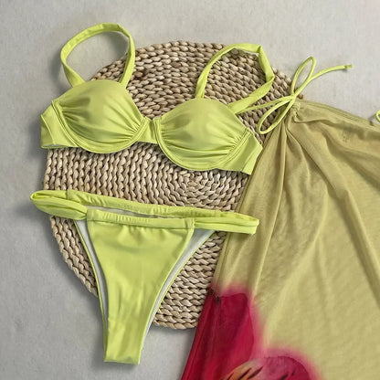 Sexy There-piece Bikini Set Female Swimsuit