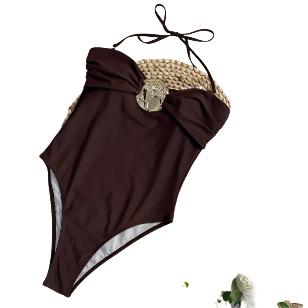 New Sexy One Piece Swimsuit Solid Tight High Waist