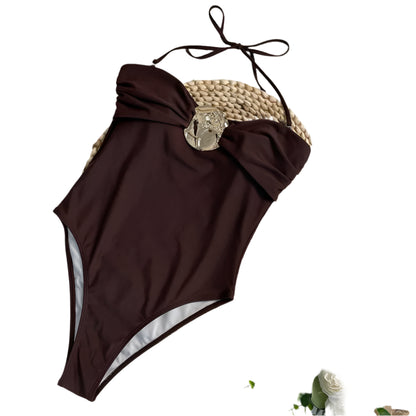 New Sexy One Piece Swimsuit Solid Tight High Waist