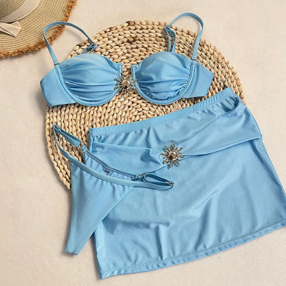 3 Pieces Swimsuit Push Up Sexy Bikini