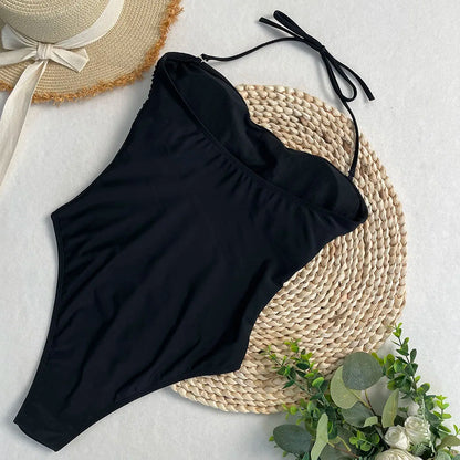 New Sexy One Piece Swimsuit Solid Tight High Waist