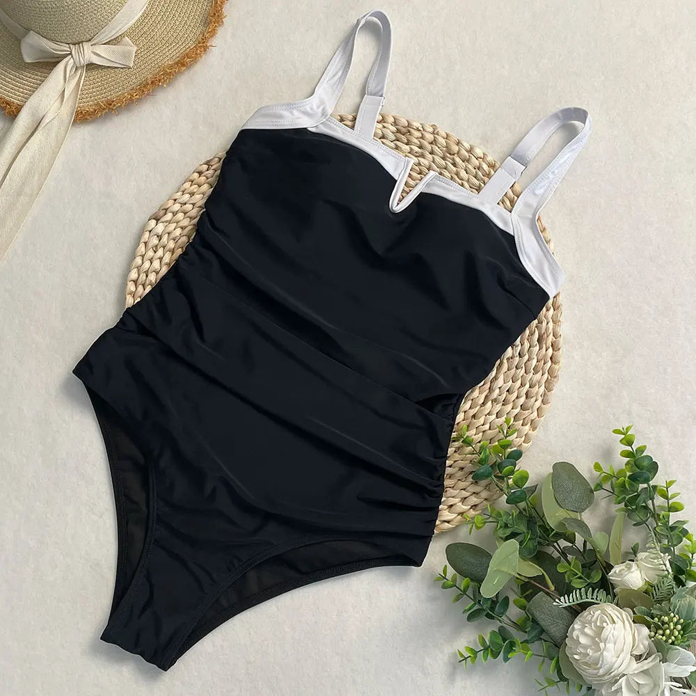 Sexy One-piece Swimsuit Female Patchwork Backless Bikini Set