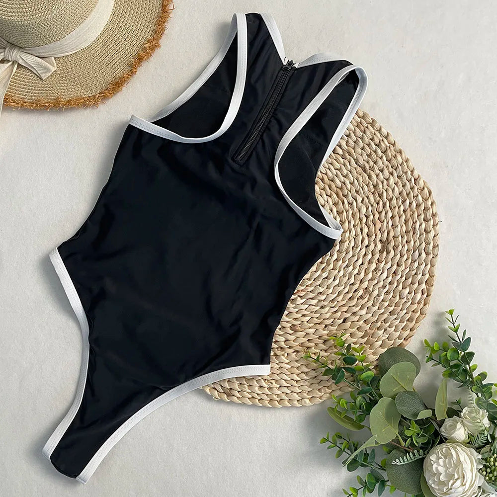 Patchwork One Piece Swimsuit