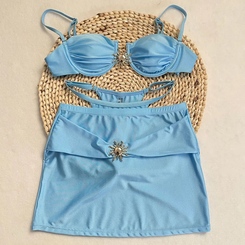 3 Pieces Swimsuit Push Up Sexy Bikini