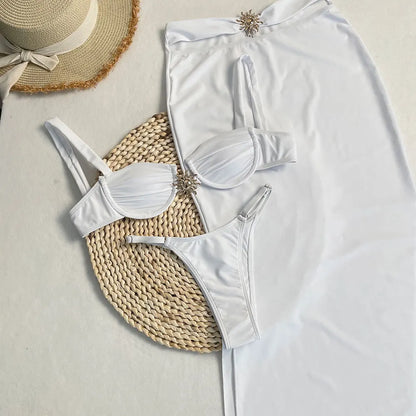 Women's 3-Piece Bikini Set Split Thong Swimsuit