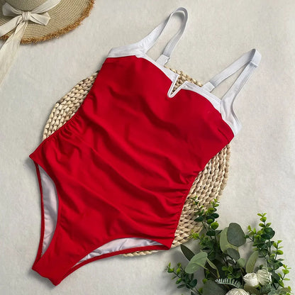 Sexy One-piece Swimsuit Female Patchwork Backless Bikini Set