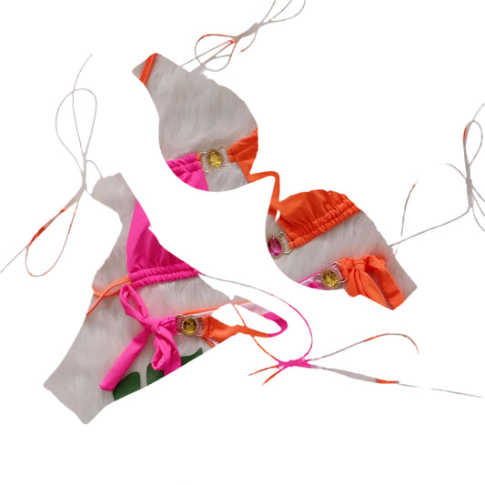 Sexy Patchwork Bikini Set Crystal Diamond